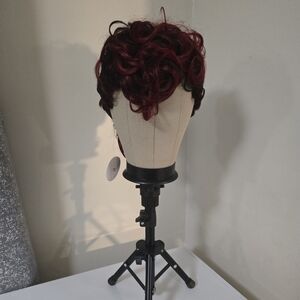 Stylish Red and Black Curly Mohawk Wig